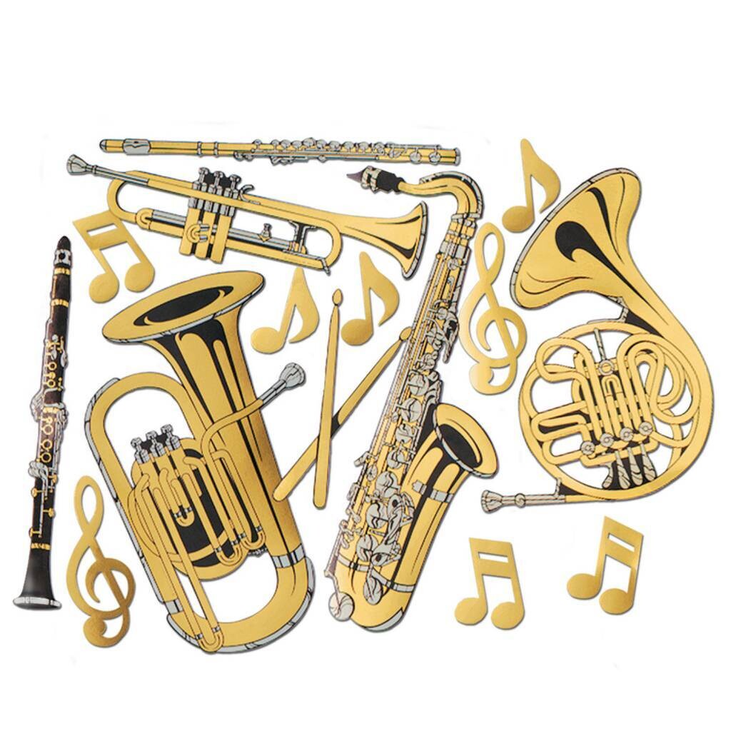 Cutouts-Foil-Gold Instruments-15pkg-17&quot;-23.5&quot;