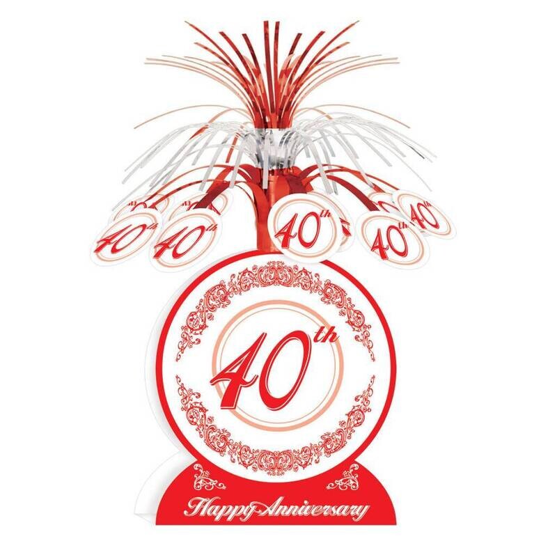 Centerpiece-Foil Cascade-Red 40th Anniversary-1pkg-13&quot;