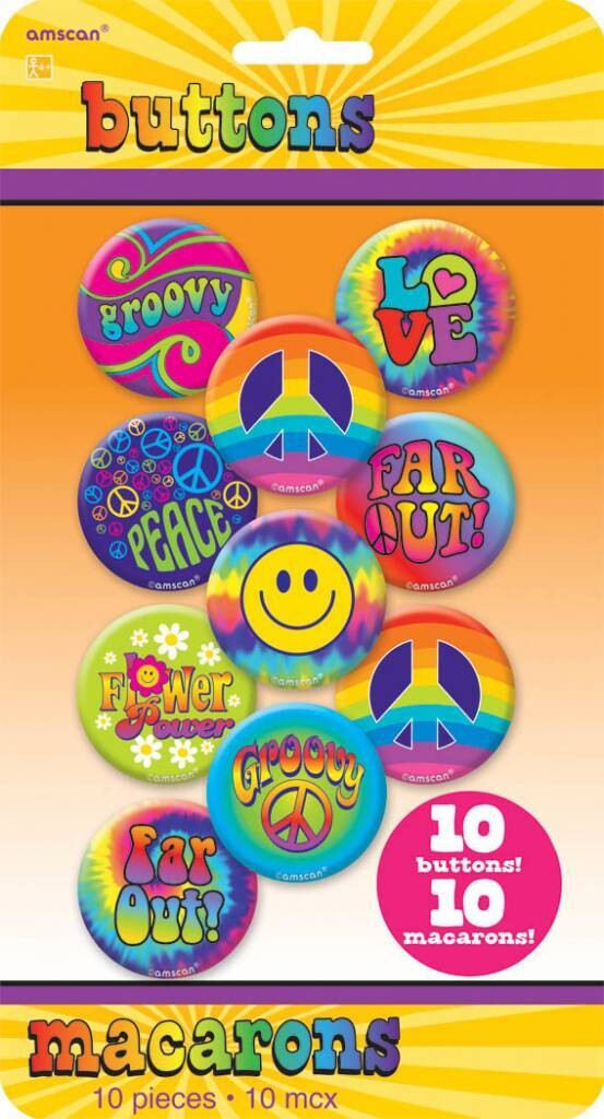 Button Set- 60&#39;s Groovy-10pk