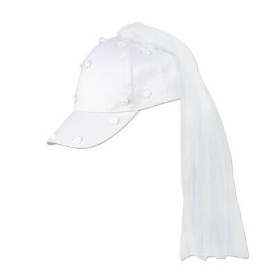 Hat-White Bridal Veil Ball Cap-1pkg-Adjustable