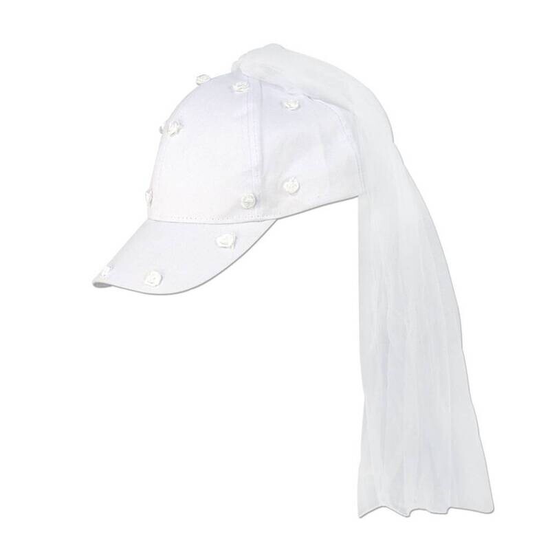 Hat-White Bridal Veil Ball Cap-1pkg-Adjustable
