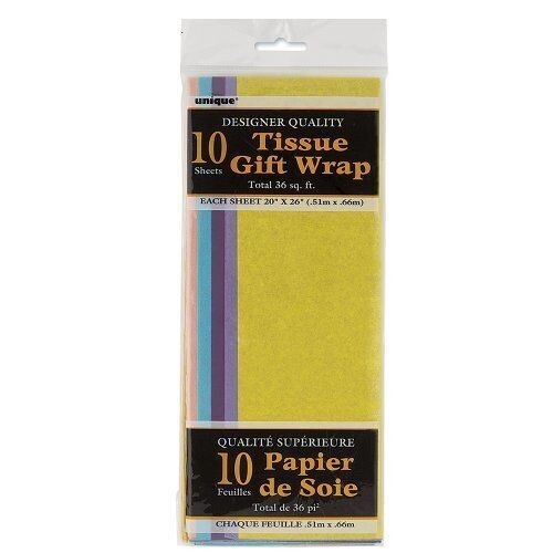 Tissue Gift Wrap- Assorted Pastel- 10 Sheets (20&quot;x26&quot; Each)