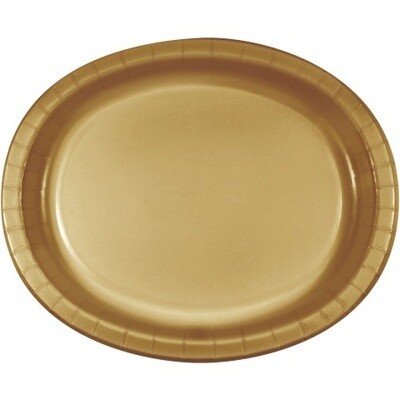 Oval Plates-Glittering Gold-8pkg-Paper
