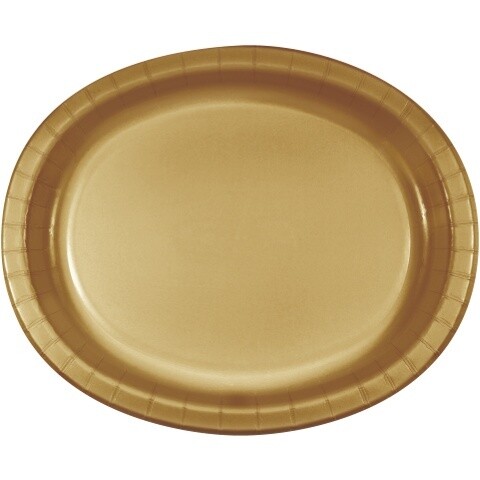 Oval Plates-Glittering Gold-8pkg-Paper