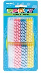 Candles-White/Pink/Blue/Yellow-72pk
