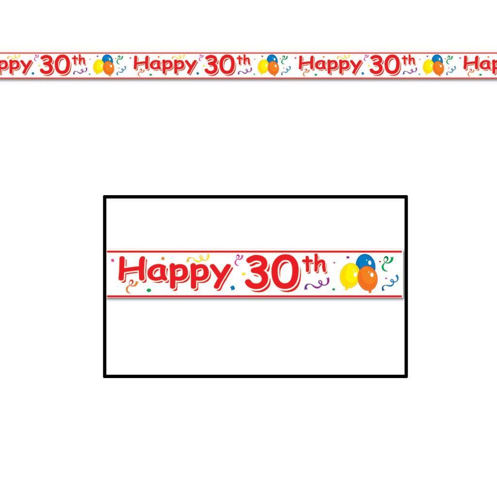 Party Tape-Plastic-Happy 30th Birthday-1pkg-20ft