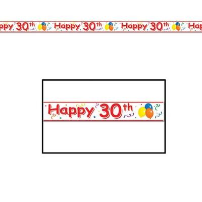 Party Tape-Plastic-Happy 30th Birthday-1pkg-20ft
