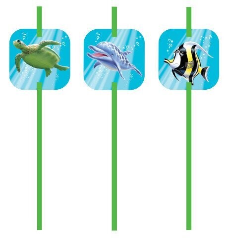 Plastic Straws-Ocean Party-6pkg-8.25&quot;