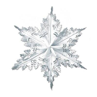 Cutout-Metallic-Silver Snowflake-1pkg-24"