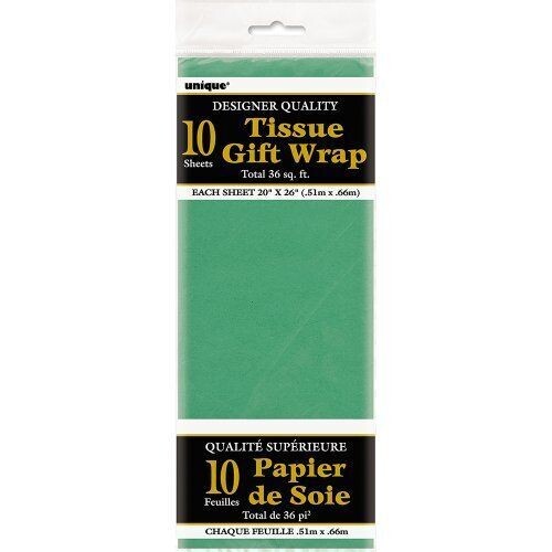 Tissue Gift Wrap- Green- 10 Sheets (20&quot;x26&quot; Each)