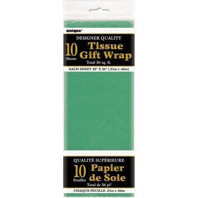 Tissue Gift Wrap- Green- 10 Sheets (20&quot;x26&quot; Each)