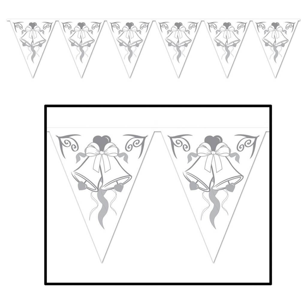 Pennant Banner-Plastic-Wedding Bells-1pkg-12ft