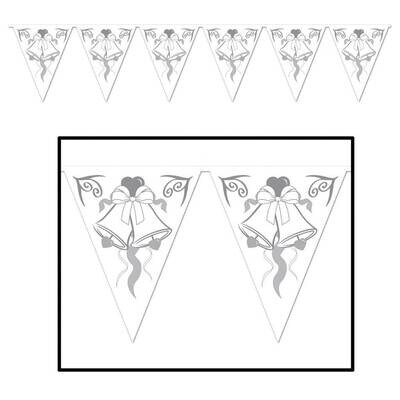 Pennant Banner-Plastic-Wedding Bells-1pkg-12ft
