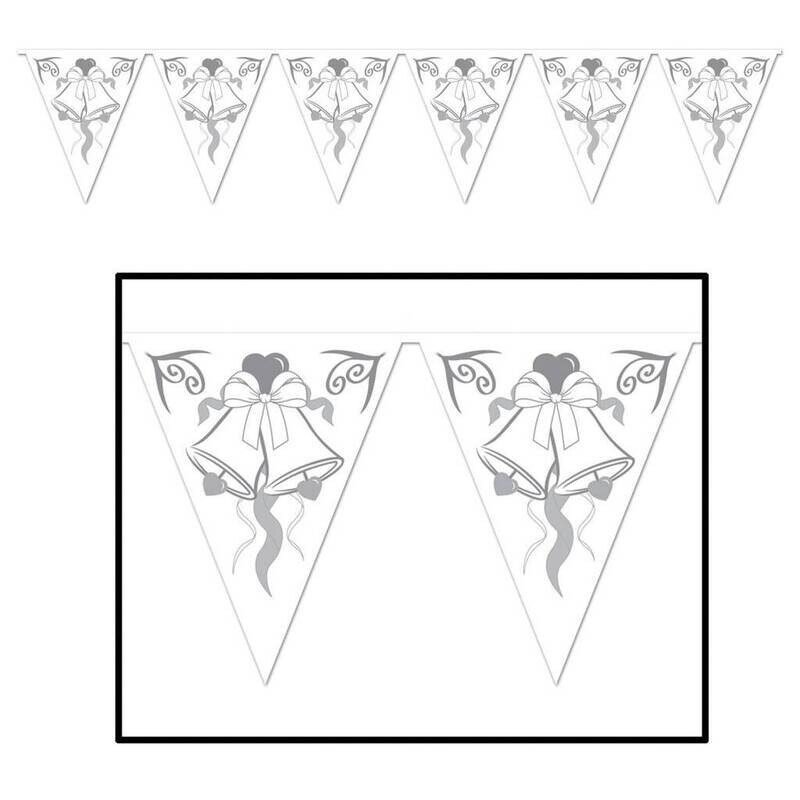 Pennant Banner-Plastic-Wedding Bells-1pkg-12ft