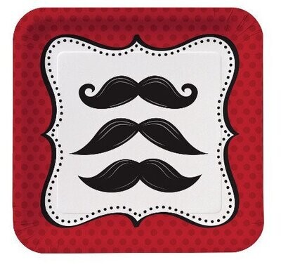 Plates-BEV-Mustache Madness-8pkg- - Discontinued