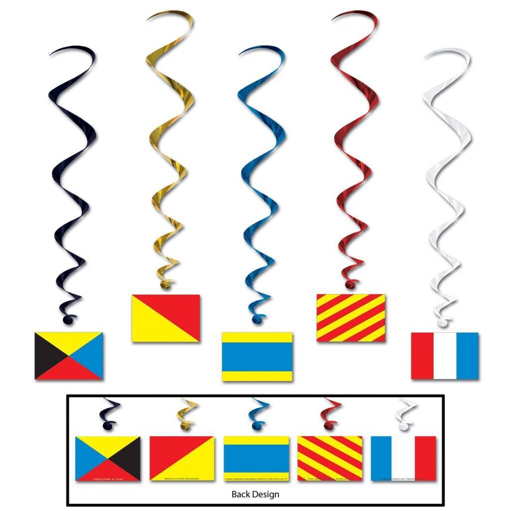 Danglers-Foil Swirl-Nautical Flags-5pkg-3.4ft
