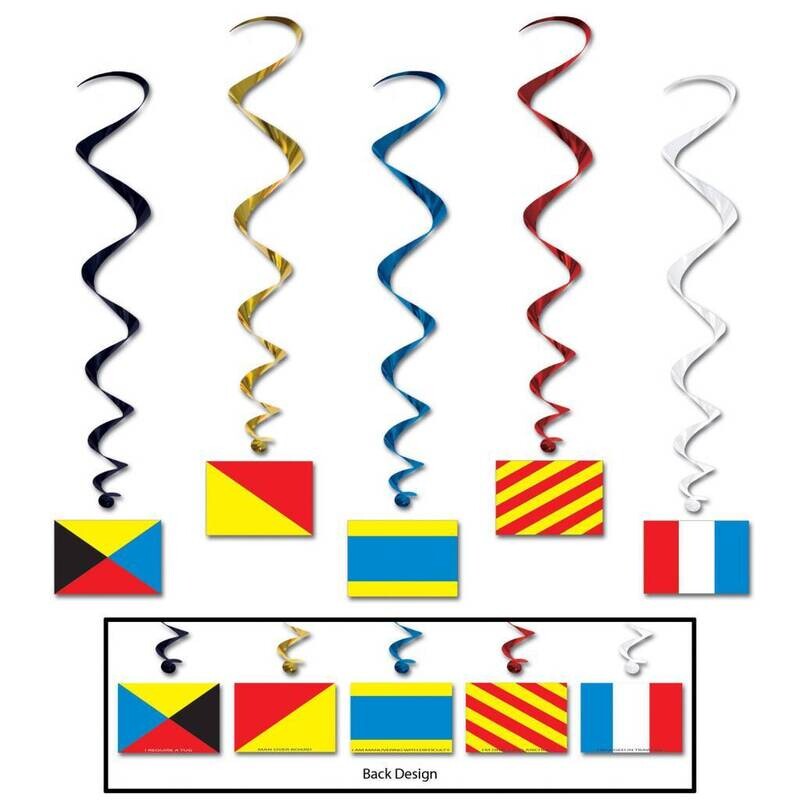 Danglers-Foil Swirl-Nautical Flags-5pkg-3.4ft
