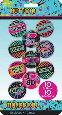 Button Kit-  I Love The 80&#39;s-10pk/ 1 11/16&#39;&#39;