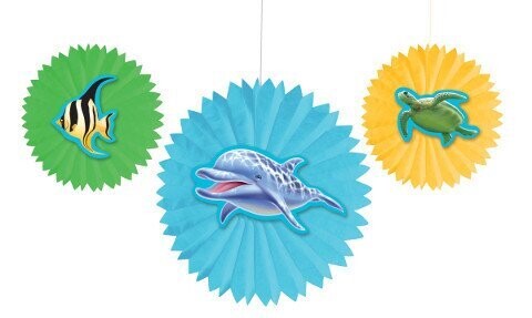 Paper Fans-Ocean Party-3pkg-8&quot;-12&quot;