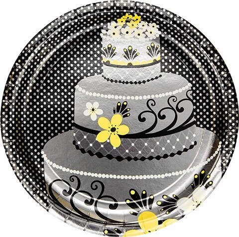 Plates-DN-Chic Wedding Cake-8pkg-Foil (Discontinued)