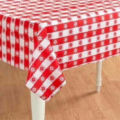 Table Cover-Summer Red Gingham-Plastic-54&#39;&#39; x 108&#39;&#39;