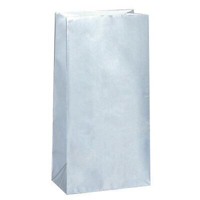 Loot Bags-Metallic Silver-10pkg-10&quot;x5.25&quot;x3.5&quot;