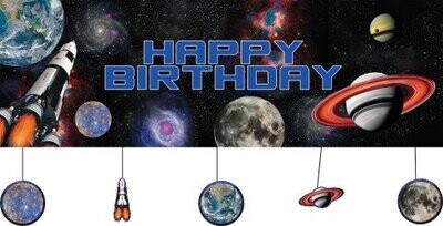 Party Banner with Cutouts - Plastic - Space Blast - 1pkg