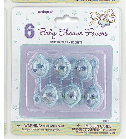 Baby Rattles-Blue-Plastic-2.5&#39;&#39;-6pk