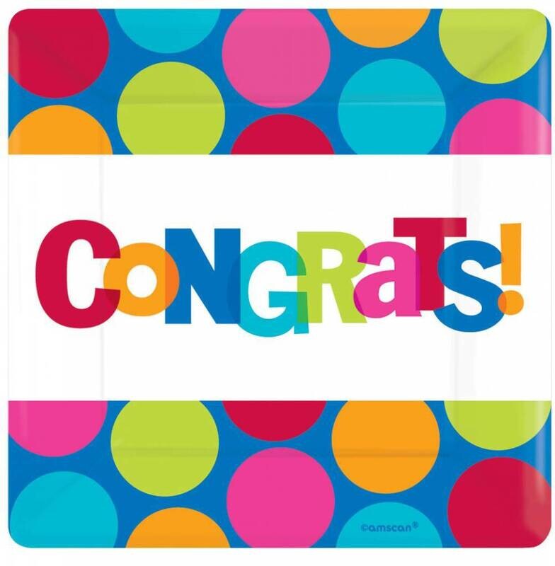 Plate-BEV-Congrats-8pk-Paper - Discontinued/Final Sale