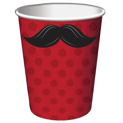 Paper Cups-Mustache Madness-8pkg-9oz - Discontinued