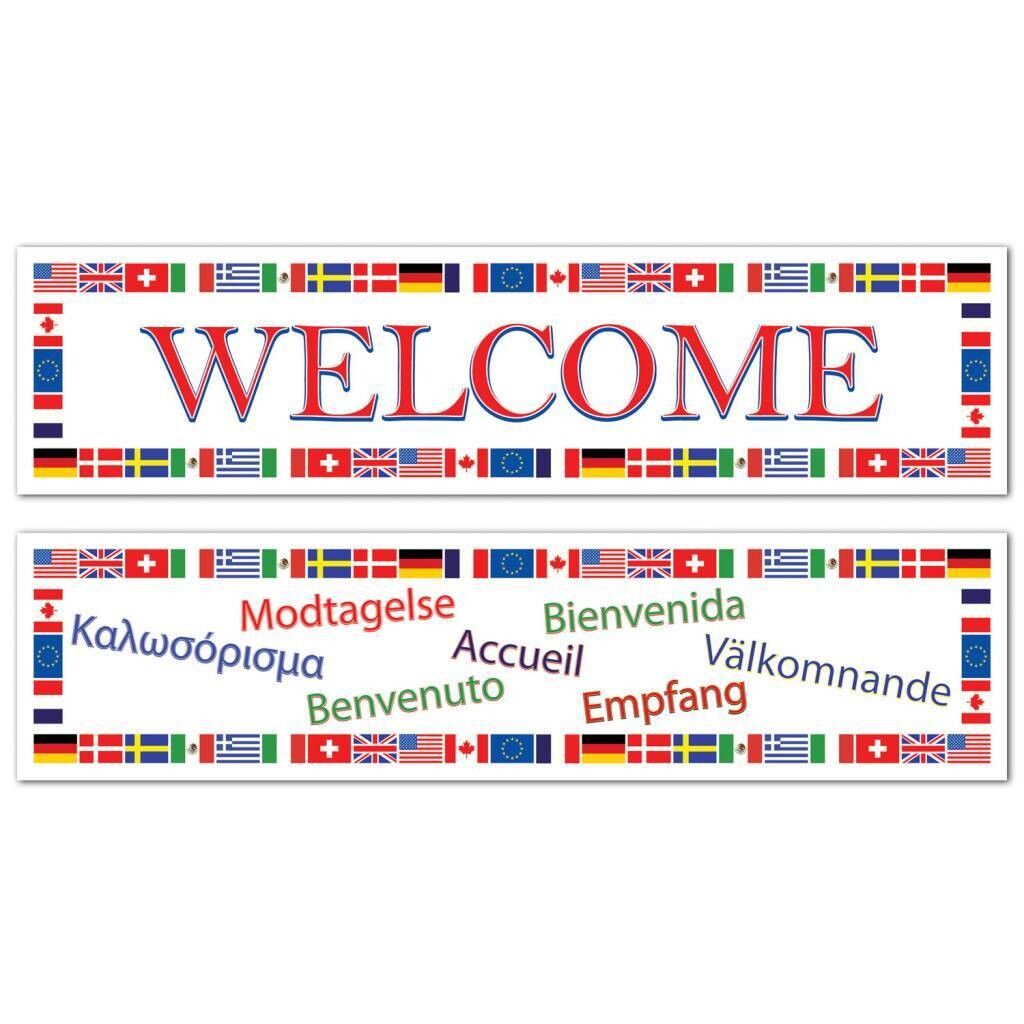 Sign Banners-Plastic-International Welcome-2pkg-5ft