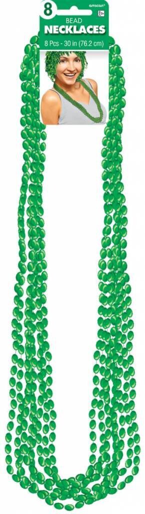 Bead Necklaces - Metallic - Green - 8pk/30&#39;&#39;