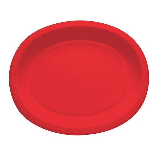 Oval Plates-Red-8pkg-Paper