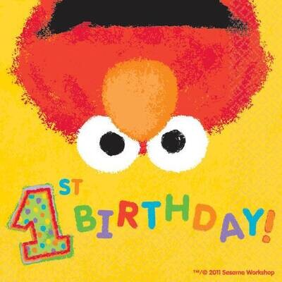 Napkins-Bev-ELMO&#39;s 1st Birthday-36pk-2ply - Final sale