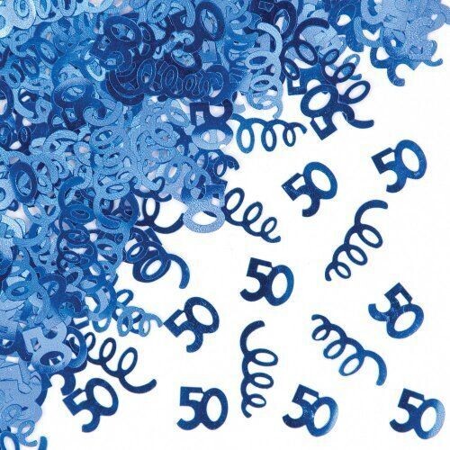 Confetti-Foil-Blue Age 50 Swirls-1pkg-14g