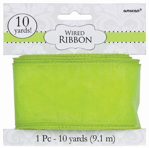 Wired Ribbon- Green-9.1m