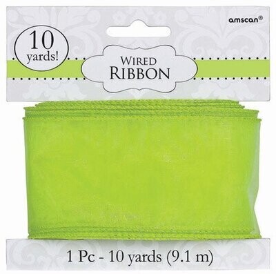Wired Ribbon- Green-9.1m