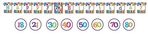 Jointed Banner-Plastic-Customizable-Bright &amp; Bold Birthday-1pkg-8.75ft