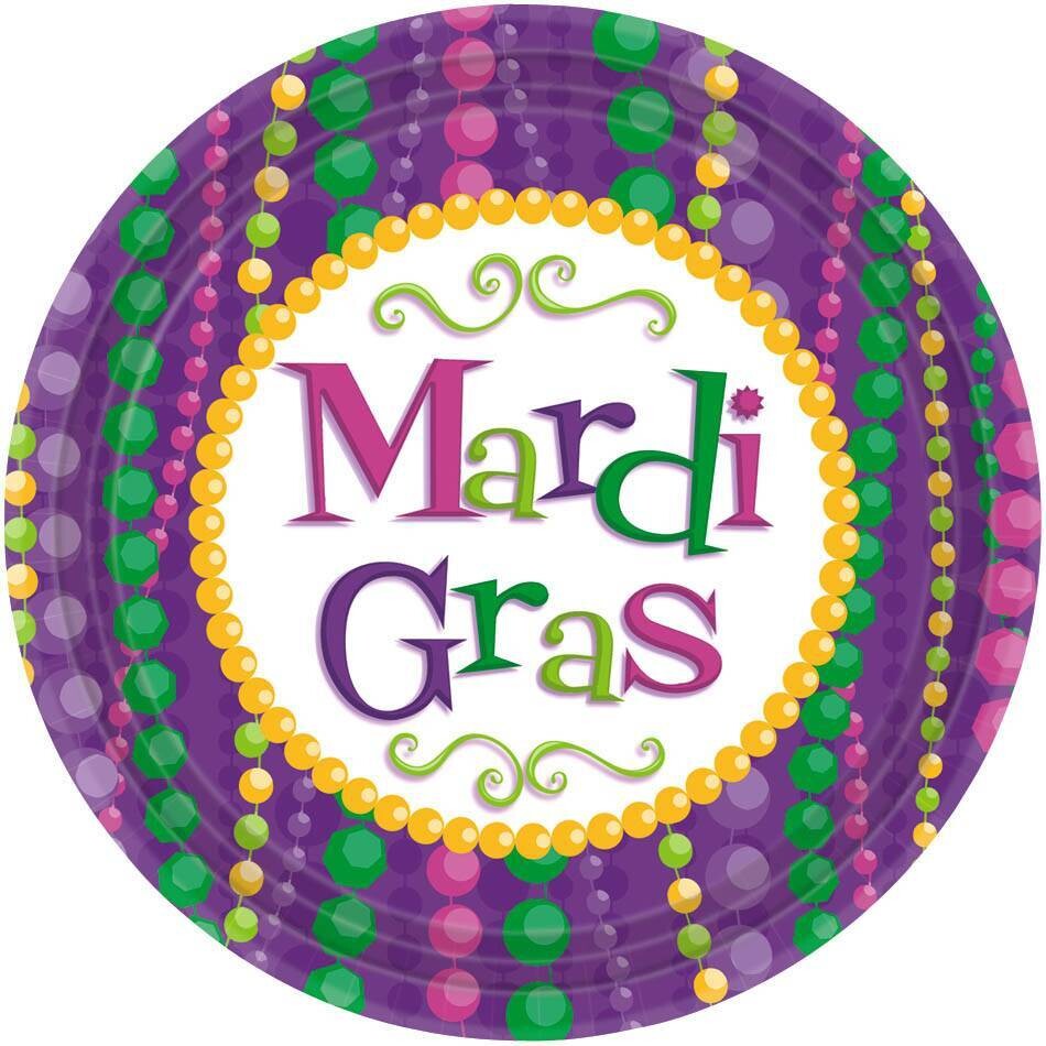 Plates-BEV-Mardi Gras-10pkg-Paper - Discontinued