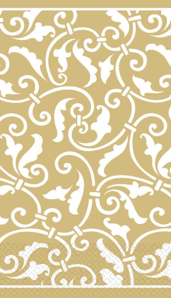 Napkins-Guest Towels -Gold Elegant Scroll-16pk-3ply - Discontinued