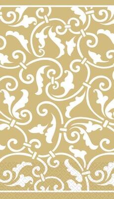 Napkins-Guest Towels -Gold Elegant Scroll-16pk-3ply - Discontinued