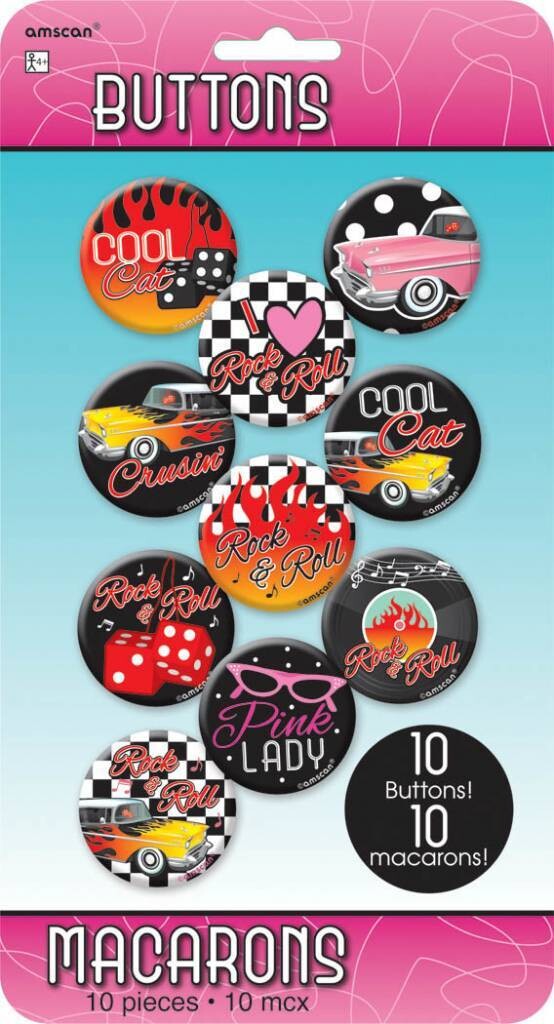 Button Kit- 50&#39;s Rock-10pk