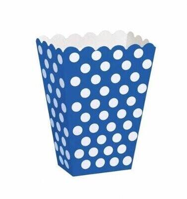 Treat Boxes- Blue &amp; White Dots- 8pk/5.5&quot;x3.75&quot;