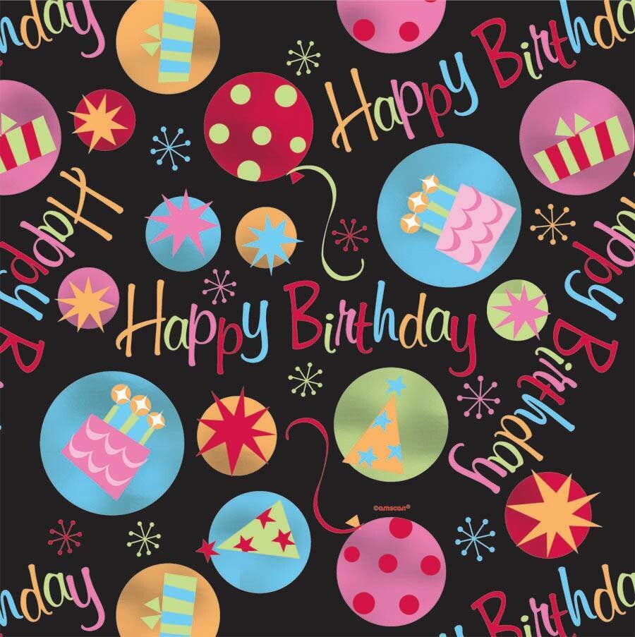 Gift Wrap-HBD Neon-5&#39; x 30&#39;&#39;
