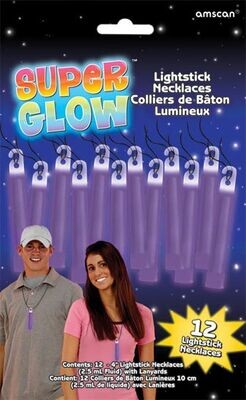 Glow Stick-Super Glow- Necklace-Purple-4in-12pk