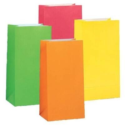 Loot Bags-Neon Assortment-12pkg-10&quot;x5.25&quot;x3.5&quot;