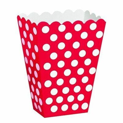 Treat Boxes- Red &amp; White Dots- 8pk/5.5&quot;x3.75&quot;