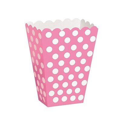 Treat Boxes-Pink &amp; White Dots-8pkg-5.5&quot;x3.75&quot;