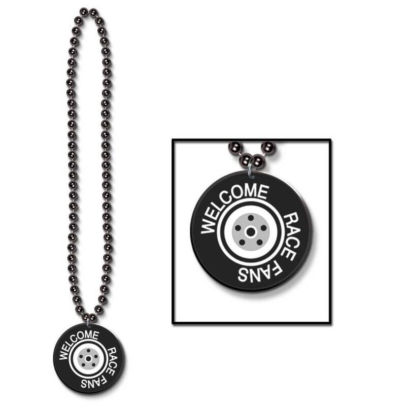 Necklace-Welcome Race Fans Medallion-1pkg-33&quot;