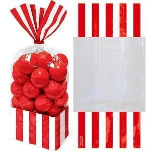 Favour Bags-Cello-Stripe-Red-10pk/10.75&#39;&#39; x 3.3&#39;&#39;